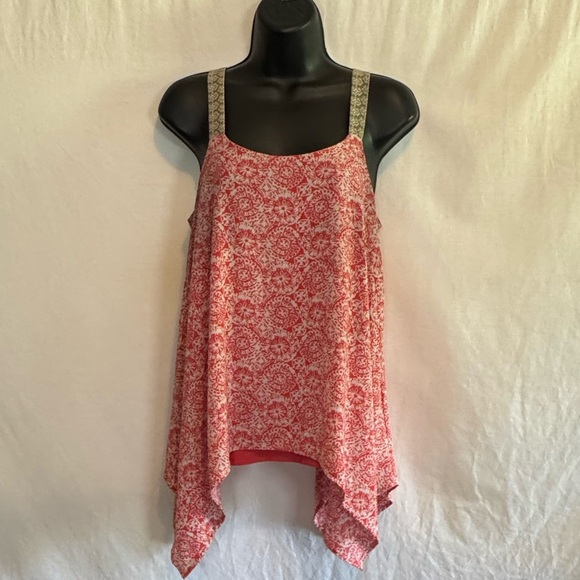Cato Tops - F-46 Cato Pink White & Tan Sleeveless Lined Pullover Summer Blouse Size S